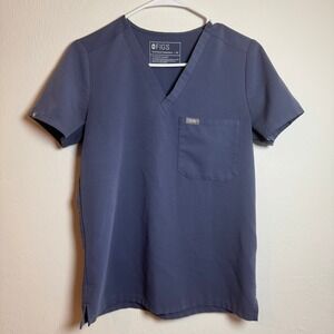 FIGS Womens XS Catarina Grey Technical Collection Scrub Top Short Sleeve V Neck